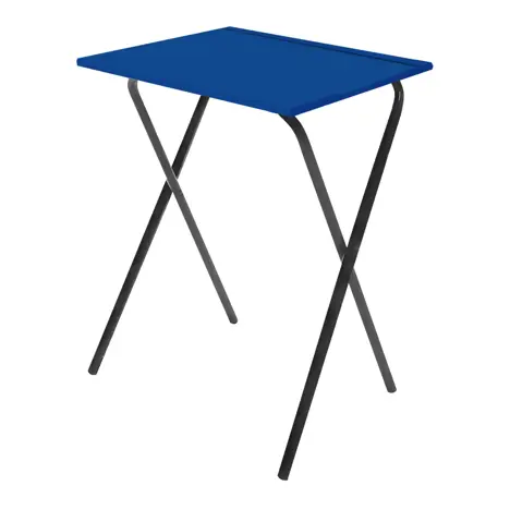 Folding Frame Exam Desk - W450 x D600 x H710mm - Dark Grey Legs - Royal Blue
